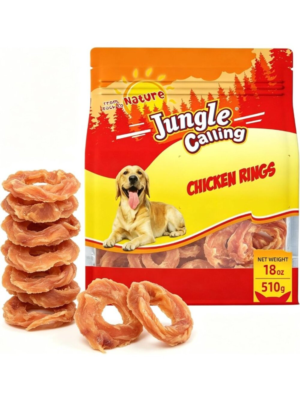 Natural Chicken Jerky Rings for Dogs with Glucosamine - 1.13 lb Healthy Treats